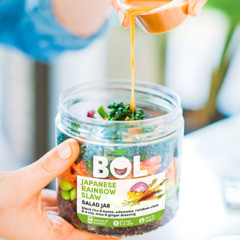 Japanese rainbow salad with dressing