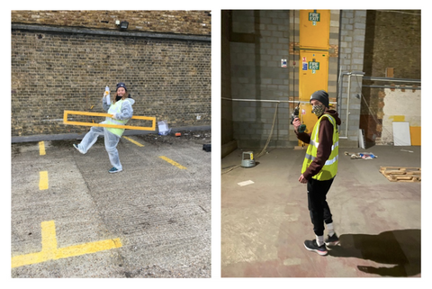 Employees volunteering at homeless charity