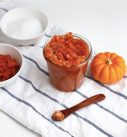 Pumpkin body scrub in glass jar